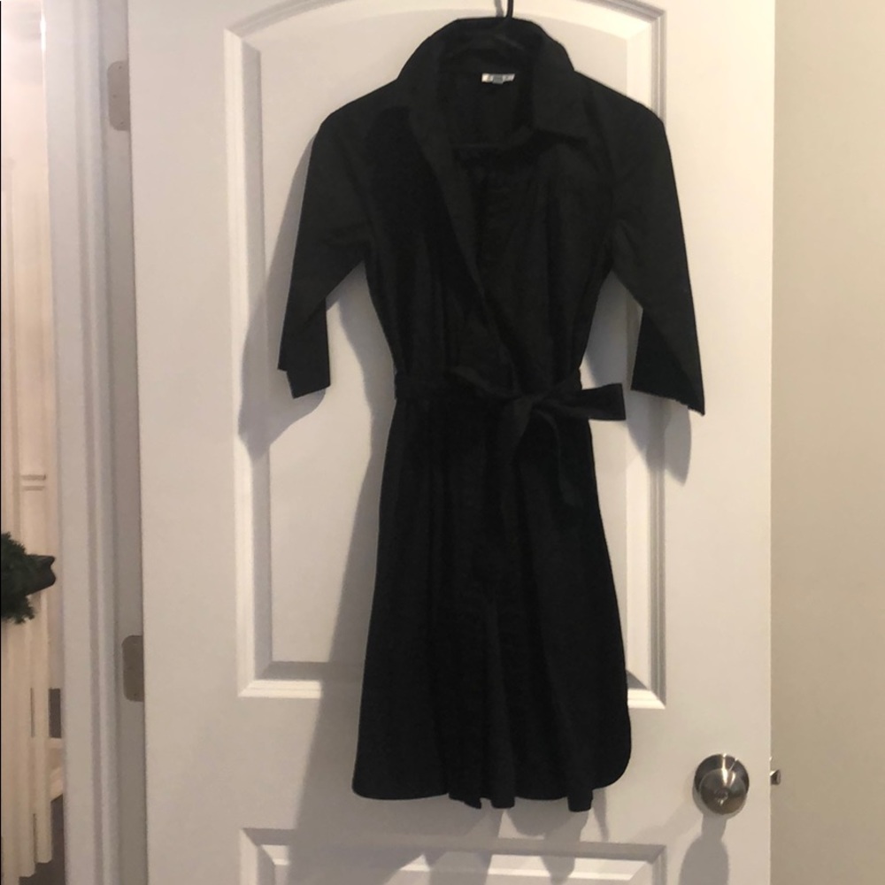 Aqua button down black shirt dress.